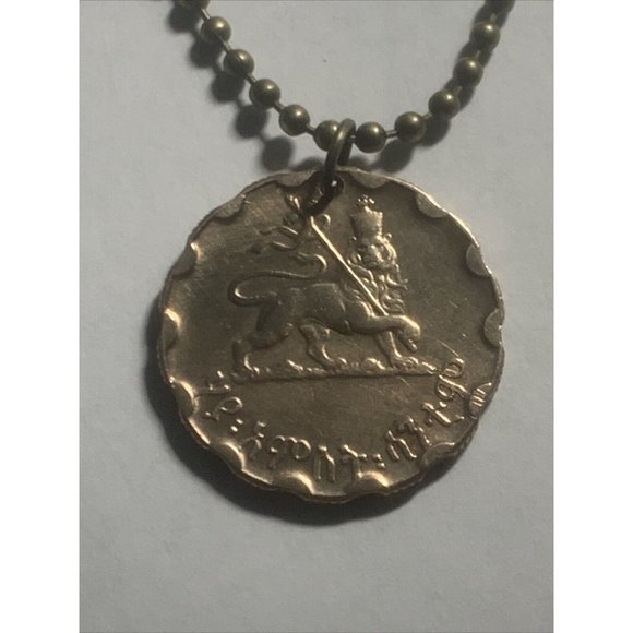 1944 Ethiopia 25 Cent COIN PENDANT 🔥 Lion of Judah 20” Necklace Great Gift 🎁 - Picture 5 of 6